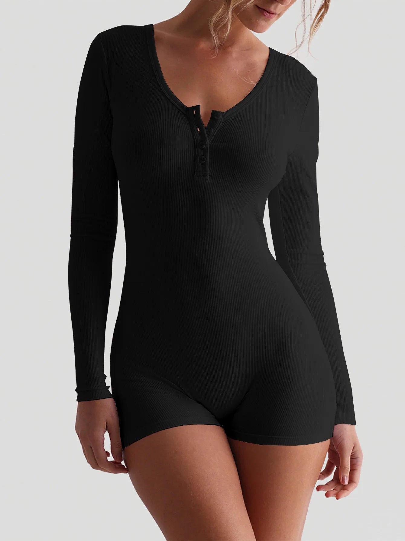 Janice – Sexy rib jumpsuit met knopen voor dames
