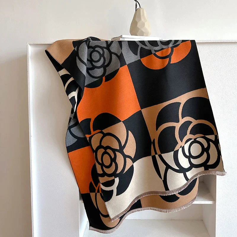 Taraji - Gebloemd patroon oversized sjaal van kasjmier voor vrouwen