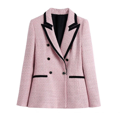 Thaïna - Double-breasted blazer met contrasterende details voor dames