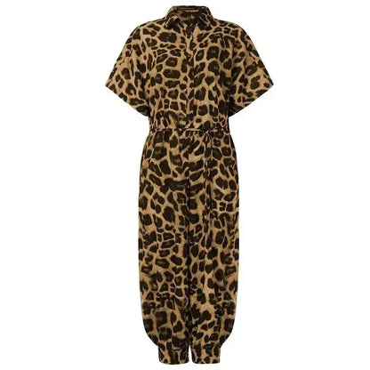 Gillian – Loose-fit jumpsuit met luipaardprint en knoopsluiting voor dames