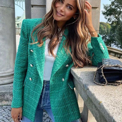 Thaïna - Double-breasted blazer met contrasterende details voor dames