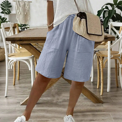 Vesta - Dames bermuda short met strikceintuur en zakken