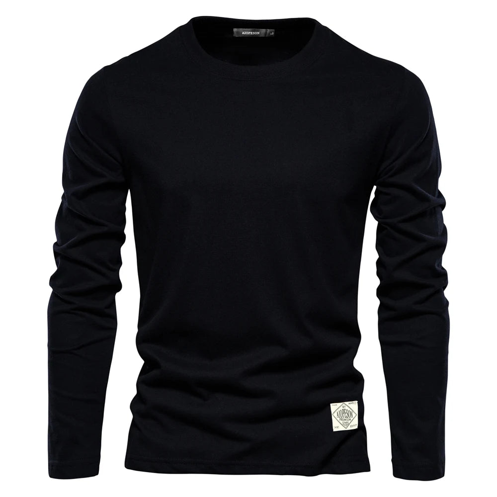 Charles - Basic lange mouwen heren t-shirt met ronde hals