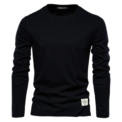 Charles - Basic lange mouwen heren t-shirt met ronde hals