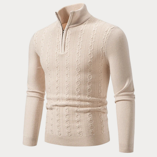 Nido - Slim-fit trui met halve rits voor heren