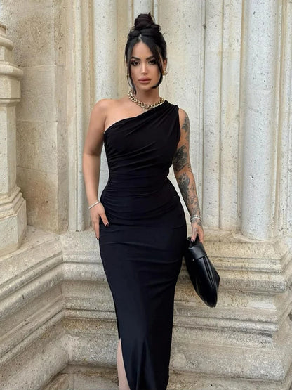 Carmen – One shoulder bodycon jurk met split voor dames