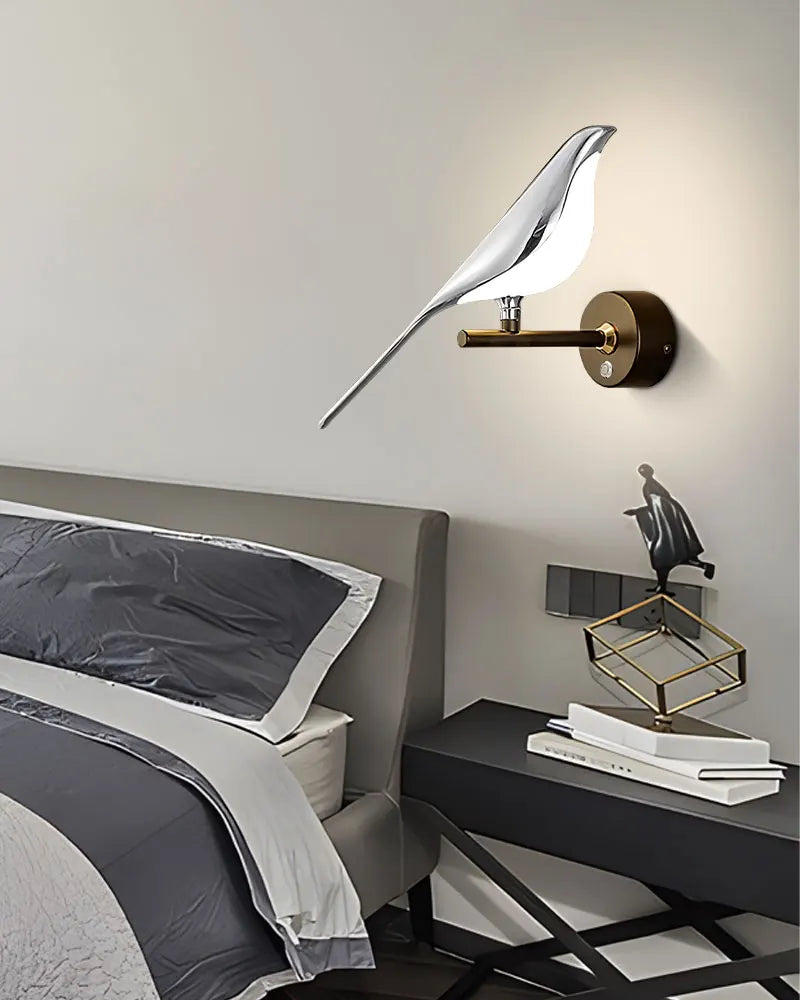 Chrome Raven - Chique design chrome LED wandlamp zilver goud