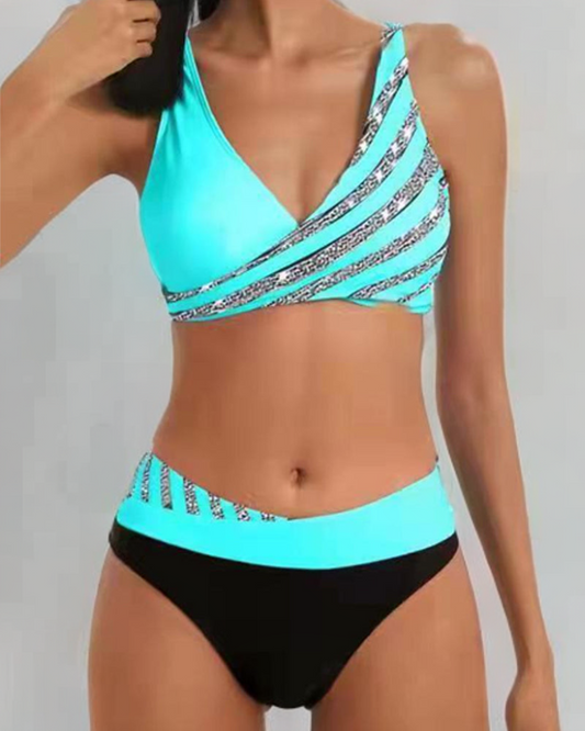 Missy – Asymmetrische bikini set met contrastdetails voor dames