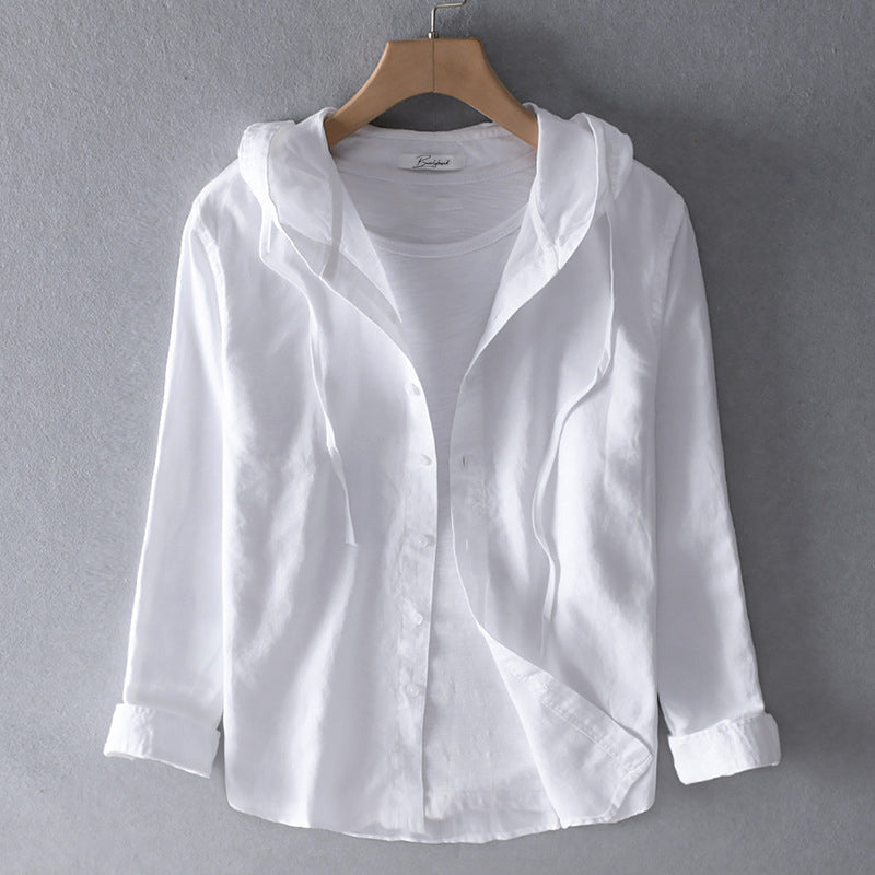 Greta - Gestreepte damesblouse met capuchon en knoopsluiting