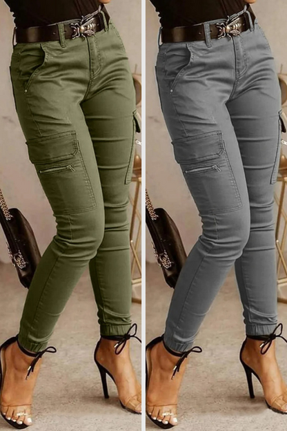 Samuela - Dames cargobroek met high waist en tapered fit