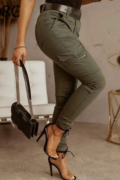 Samuela - Dames cargobroek met high waist en tapered fit