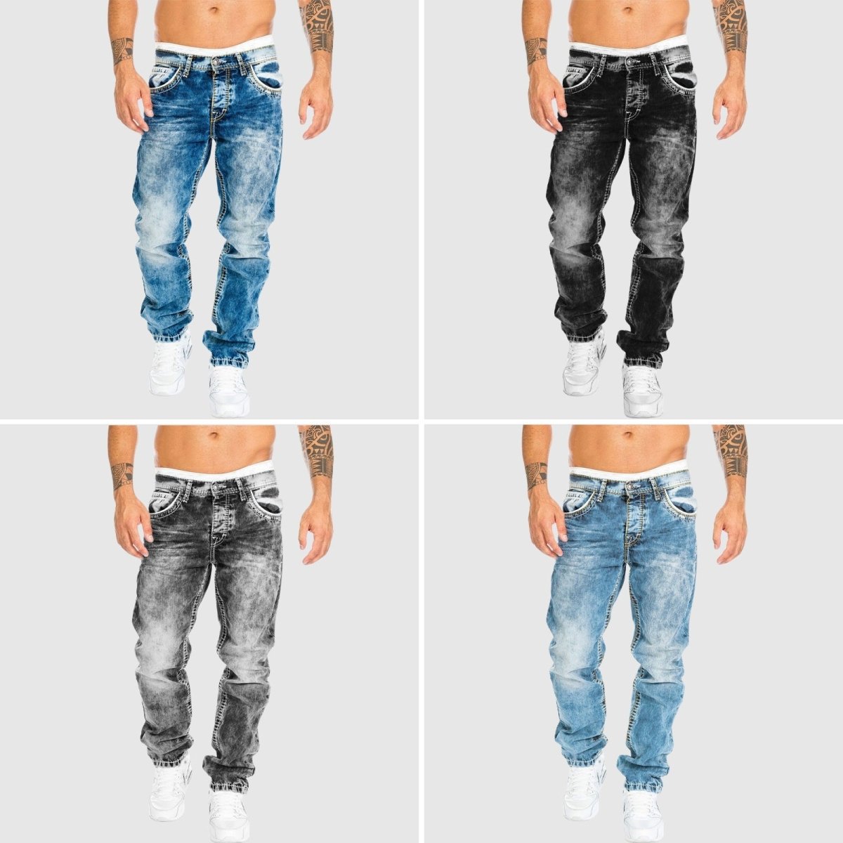 Dunstan - Gebleekte denim herenjeans met rechte pasvorm