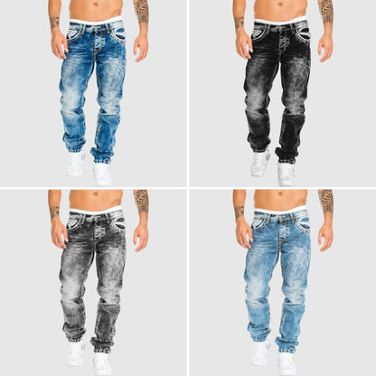 Dunstan - Gebleekte denim herenjeans met rechte pasvorm