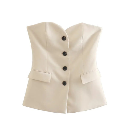 Sonja - Strapless dames set met top en rechte broek