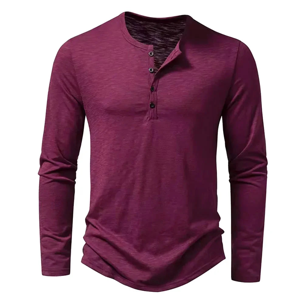 Alfric - Heren longsleeve shirt met knoopsluiting
