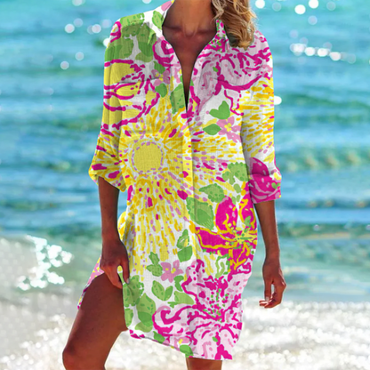 Savanna - Zomers dameshemd met tie-dye knoopsluiting