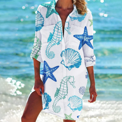 Savanna - Zomers dameshemd met tie-dye knoopsluiting