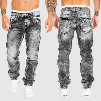 Dunstan - Gebleekte denim herenjeans met rechte pasvorm