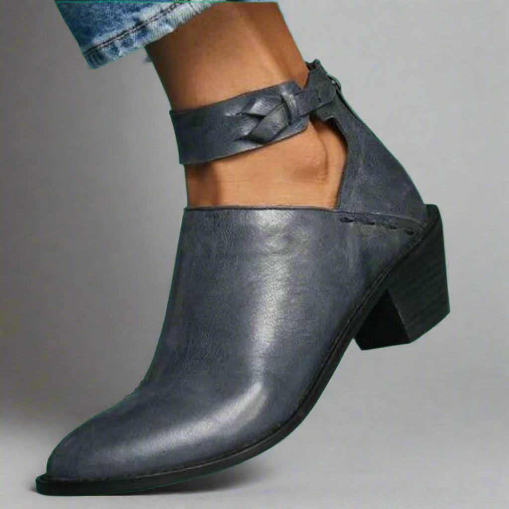 Letizia - Enkelhoge damesschoen met uitsnijding en gevlochten band