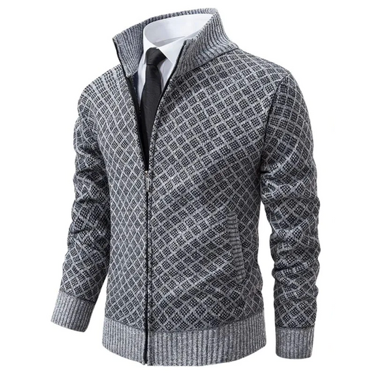 Renan -  Gebreid vest met rits en geometrisch patroon