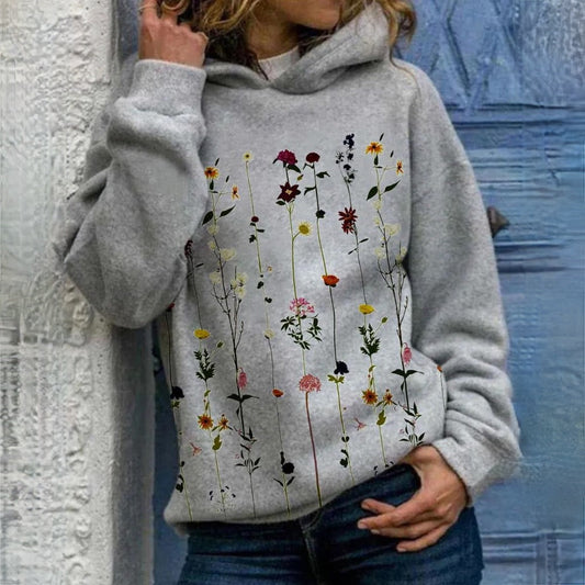 Fiorella - Damessweatshirt met capuchon en gebloemd borduursel