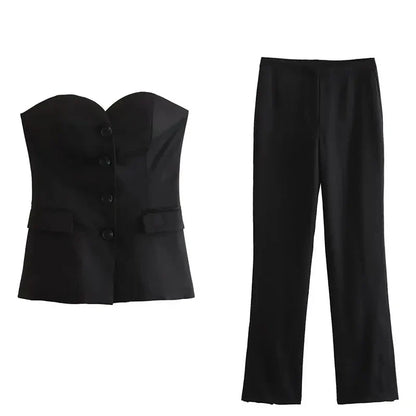 Sonja - Strapless dames set met top en rechte broek
