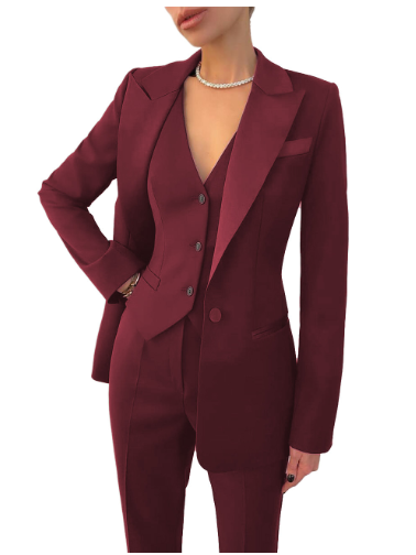 Maddalena - Damespak met blazer, gilet en rechte pantalon