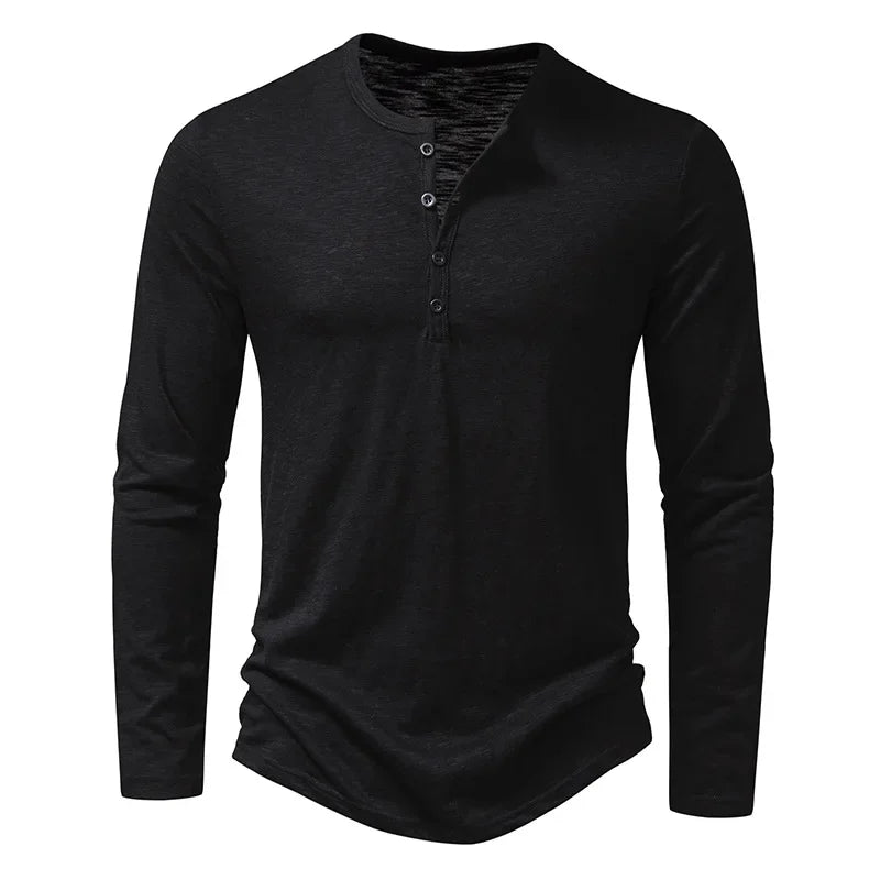 Alfric - Heren longsleeve shirt met knoopsluiting