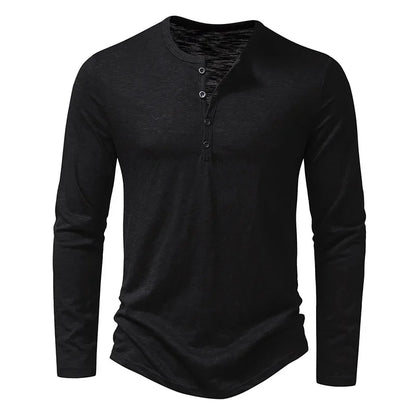 Alfric - Heren longsleeve shirt met knoopsluiting