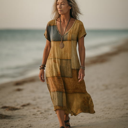 Vionnet - Losvallende dames zomerjurk met v-hals en zachte flow