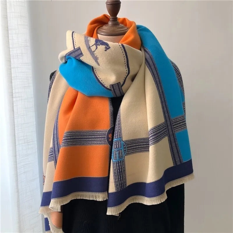 Shreya - Elegante kasjmier sjaal met botanische print voor dames