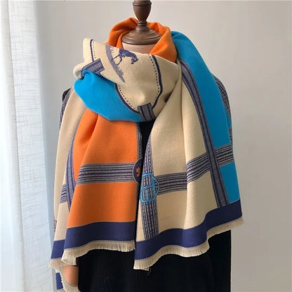 Shreya - Elegante kasjmier sjaal met botanische print voor dames