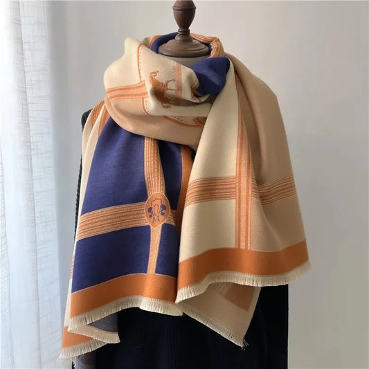 Siyanda - Klassieke geruite oversized sjaal van kasjmier voor dames