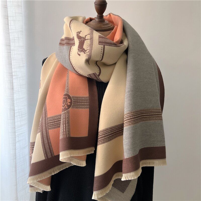 Shreya - Elegante kasjmier sjaal met botanische print voor dames