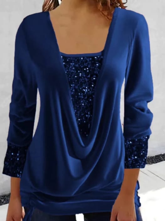 Carrie - Elegante Blouse met Gedrapeerde Halslijn en Relaxte Pasvorm