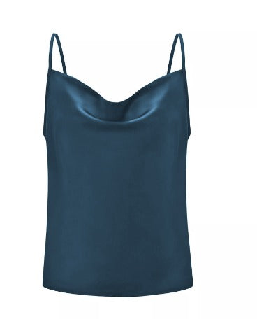 Romilly - Dames satijn drape spaghetti strap tank top