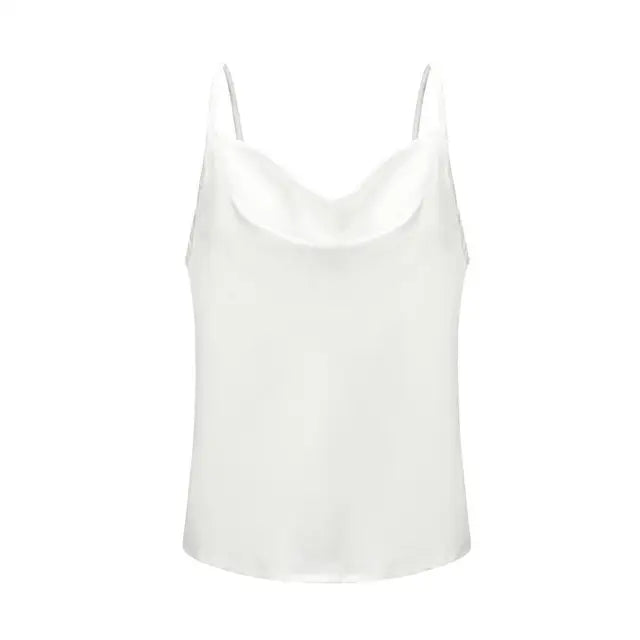 Romilly - Dames satijn drape spaghetti strap tank top