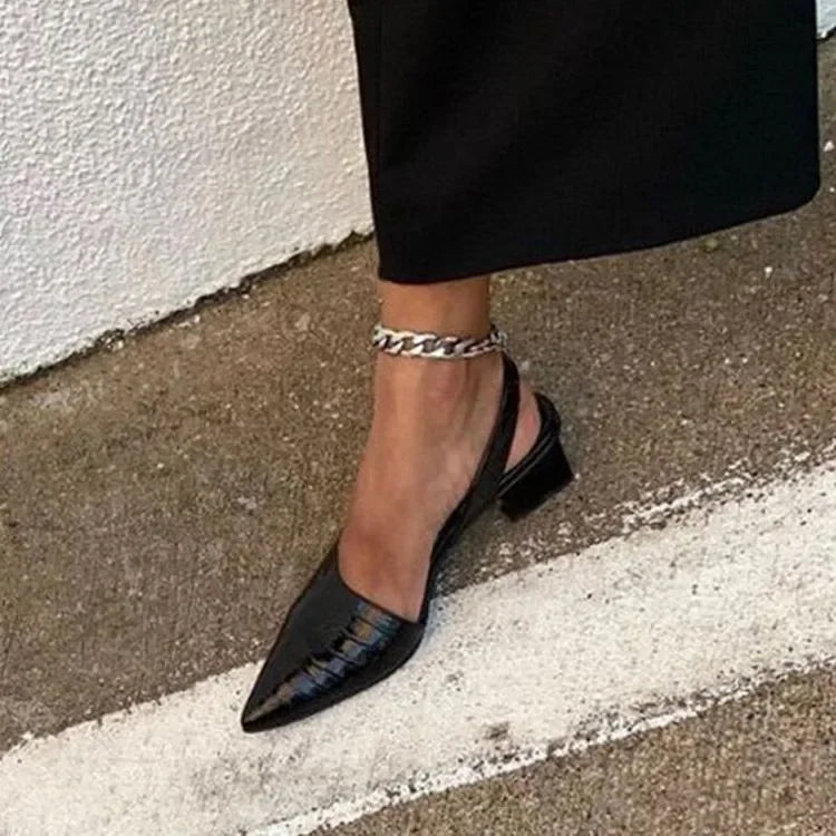 Orthopedische pumps blokhak met croco patroon - Zarrah