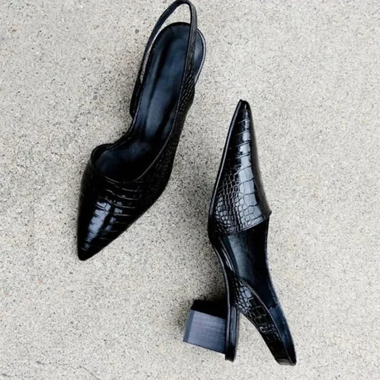 Orthopedische pumps blokhak met croco patroon - Zarrah