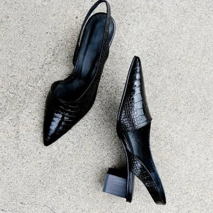 Orthopedische pumps blokhak met croco patroon - Zarrah