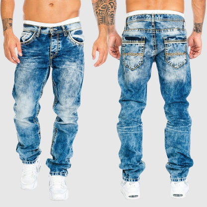 Dunstan - Gebleekte denim herenjeans met rechte pasvorm