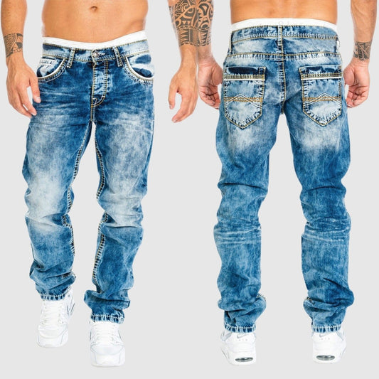 Dunstan - Gebleekte denim herenjeans met rechte pasvorm