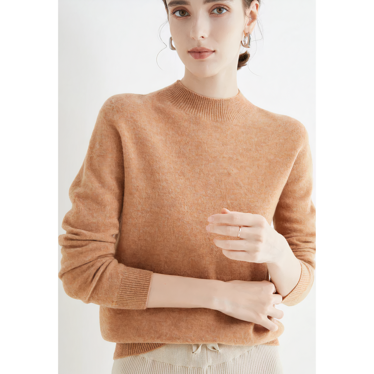 Joni - Sweater met geribde ronde hals