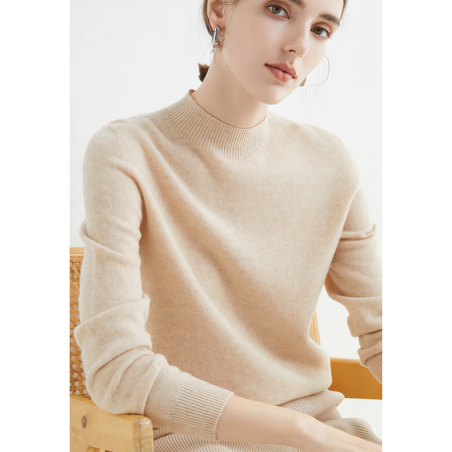 Joni - Sweater met geribde ronde hals