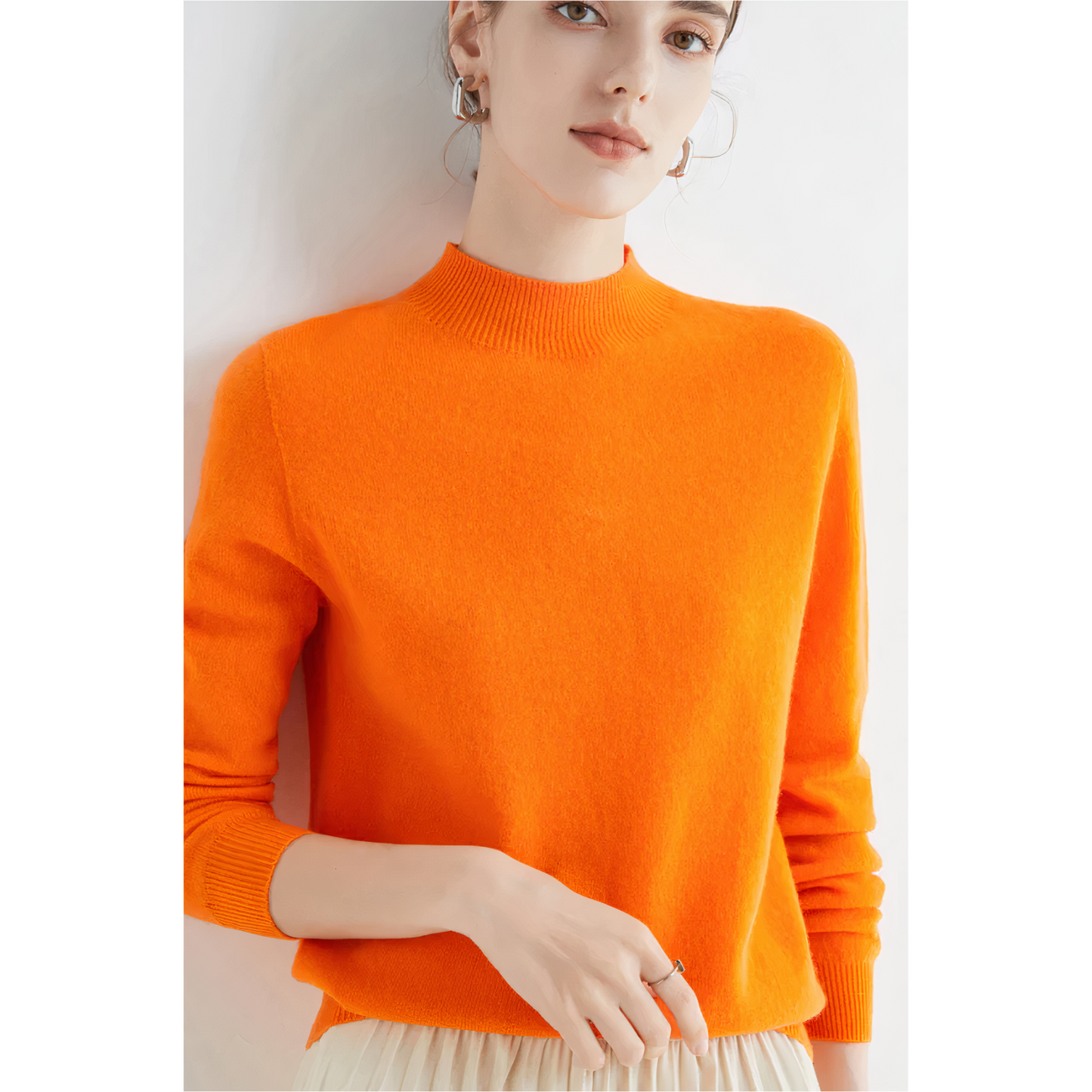 Joni - Sweater met geribde ronde hals