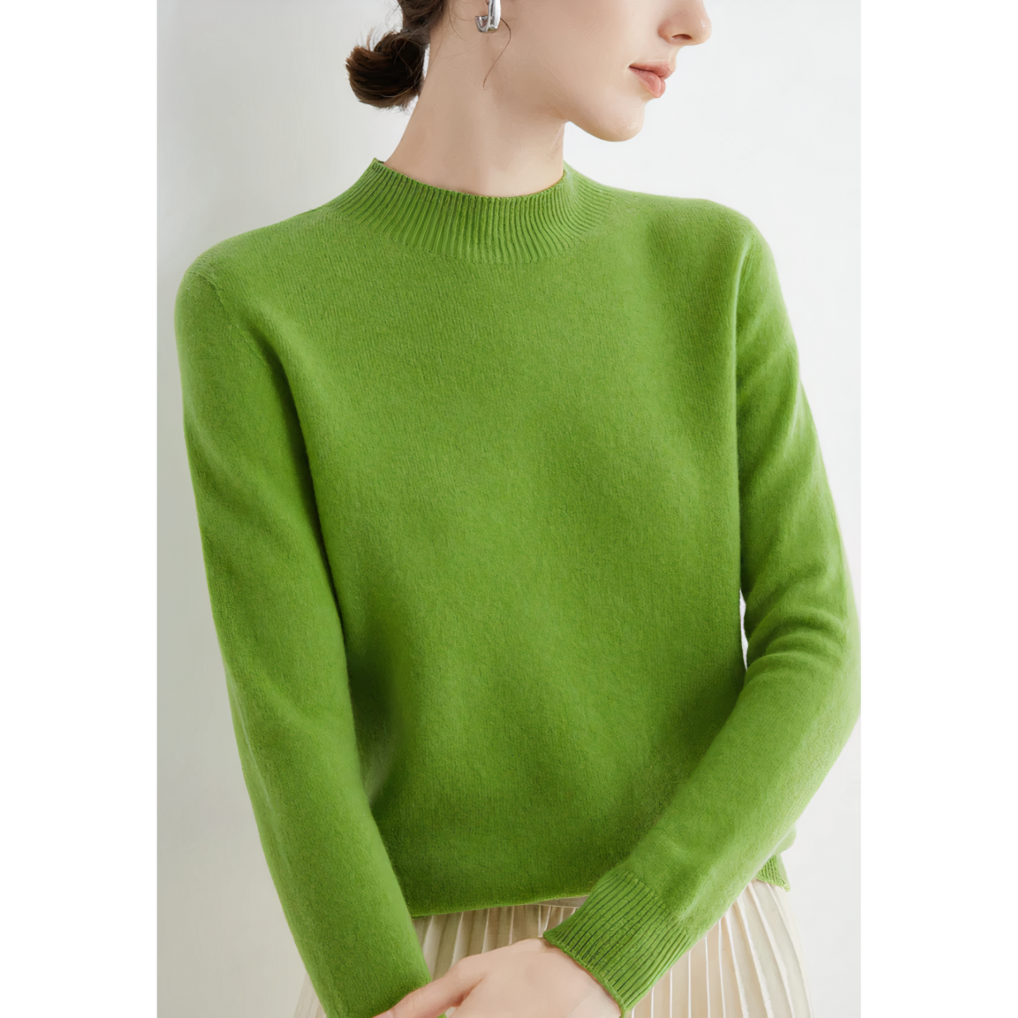 Joni - Sweater met geribde ronde hals