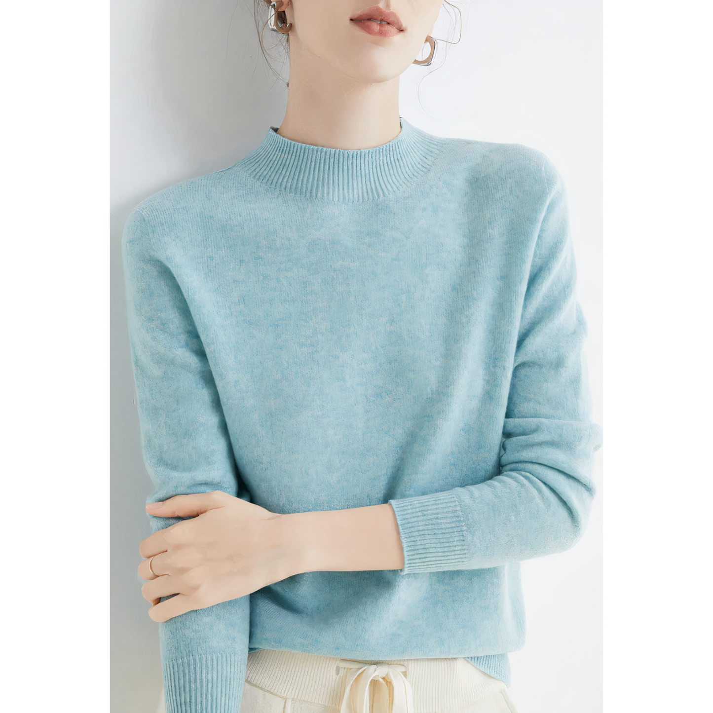 Joni - Sweater met geribde ronde hals