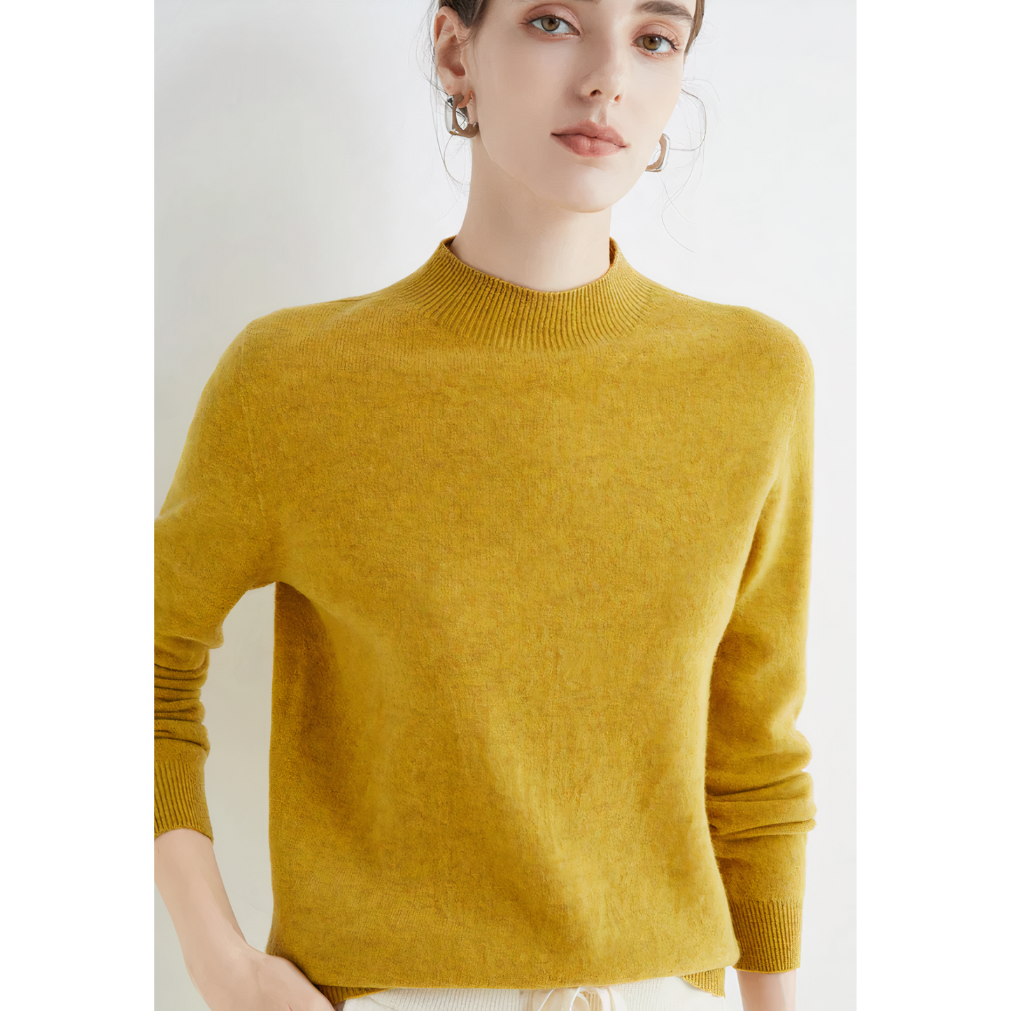 Joni - Sweater met geribde ronde hals