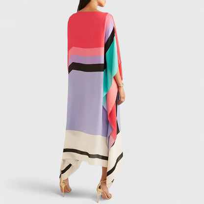Ralina - Vloeiende damesjurk met asymmetrische zoom en kaftan-snit