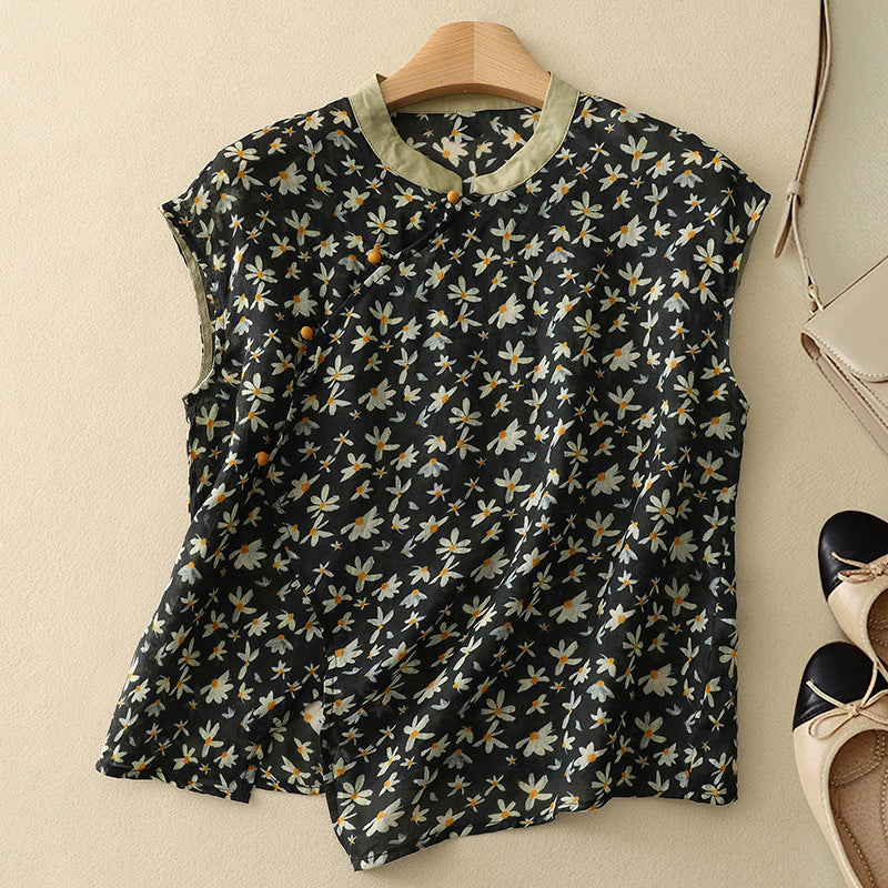 Ainhoa - Luchtige dames top met asymmetrische knoopdetails
